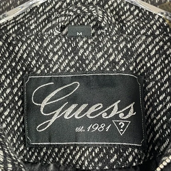 Guess Wool Blend Tweed Moto Zip Pleated Midi Pea Coat Retro Y2K Black Grey M - Picture 7 of 8